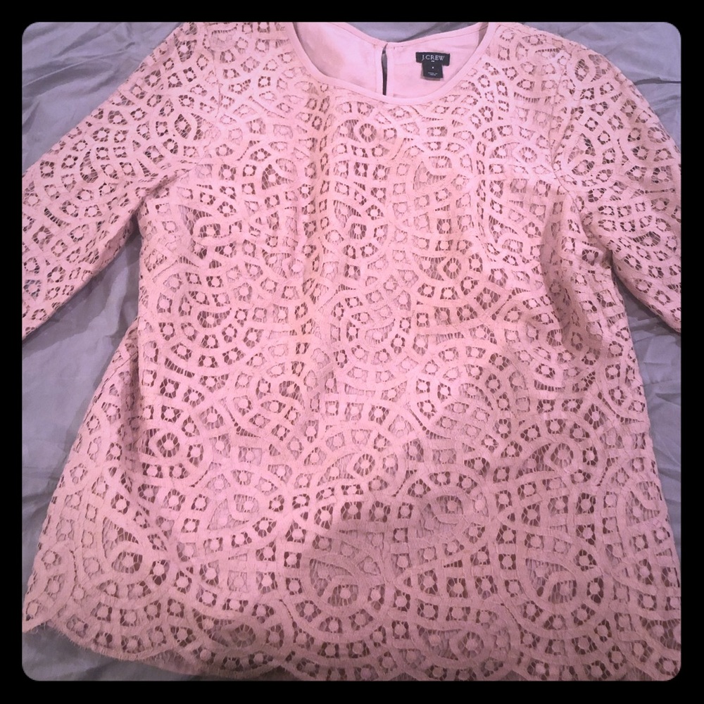 J. Crew pink lace overlay 3/4 length